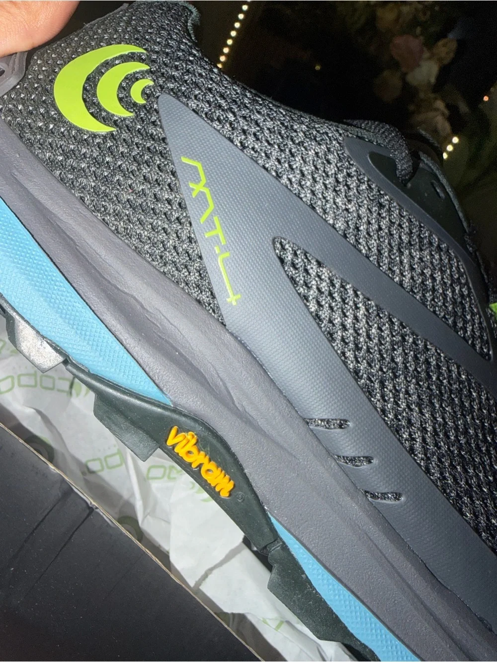Men's Grey Athletic Trail Shoe with Lime Accents Topo athletic